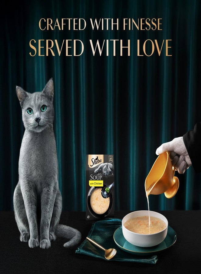 Sheba Soup with Chicken Adult Wet Cat Food, 160g (4 x 40g), Finely Sliced Pieces of Chicken in Smooth, Silky and Velvety Broth - Image 5